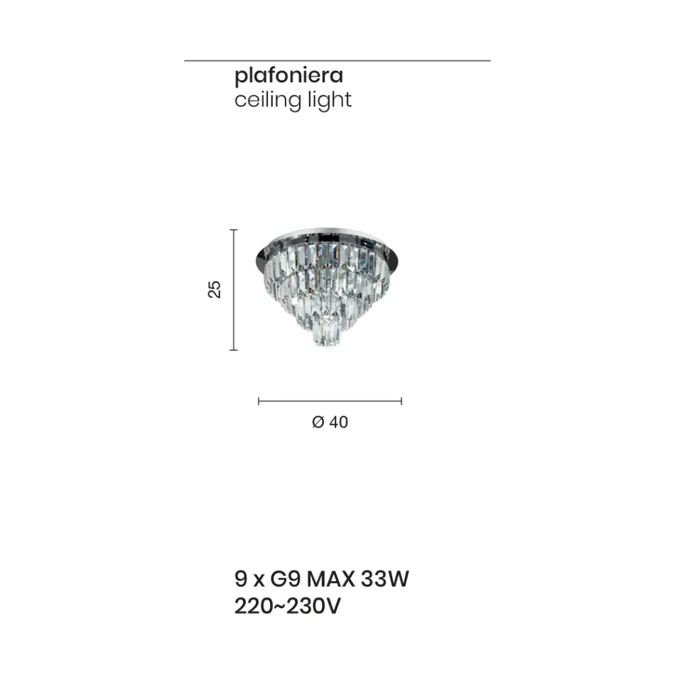 Klasická zlatá kovová stropní lampa a luxusní křišťálové přívěsky - Jerome Viadurini