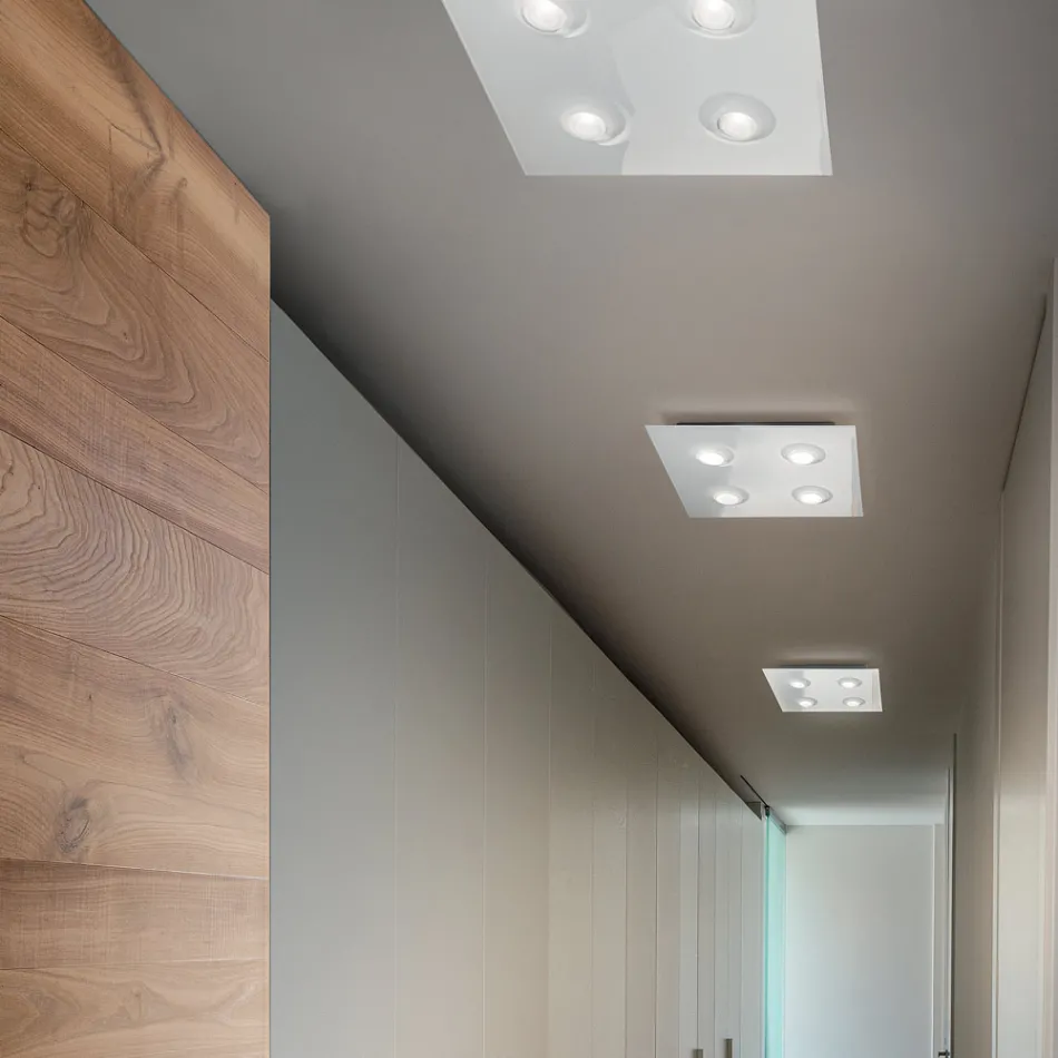 Stropní svítidlo s plochou skleněnou deskou se spouštěcím mechanismem Vyrobeno v Itálii - Kora Viadurini