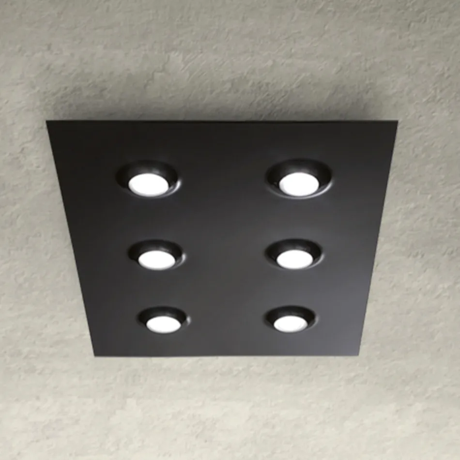 Stropní svítidlo s plochou skleněnou deskou se spouštěcím mechanismem Vyrobeno v Itálii - Kora Viadurini