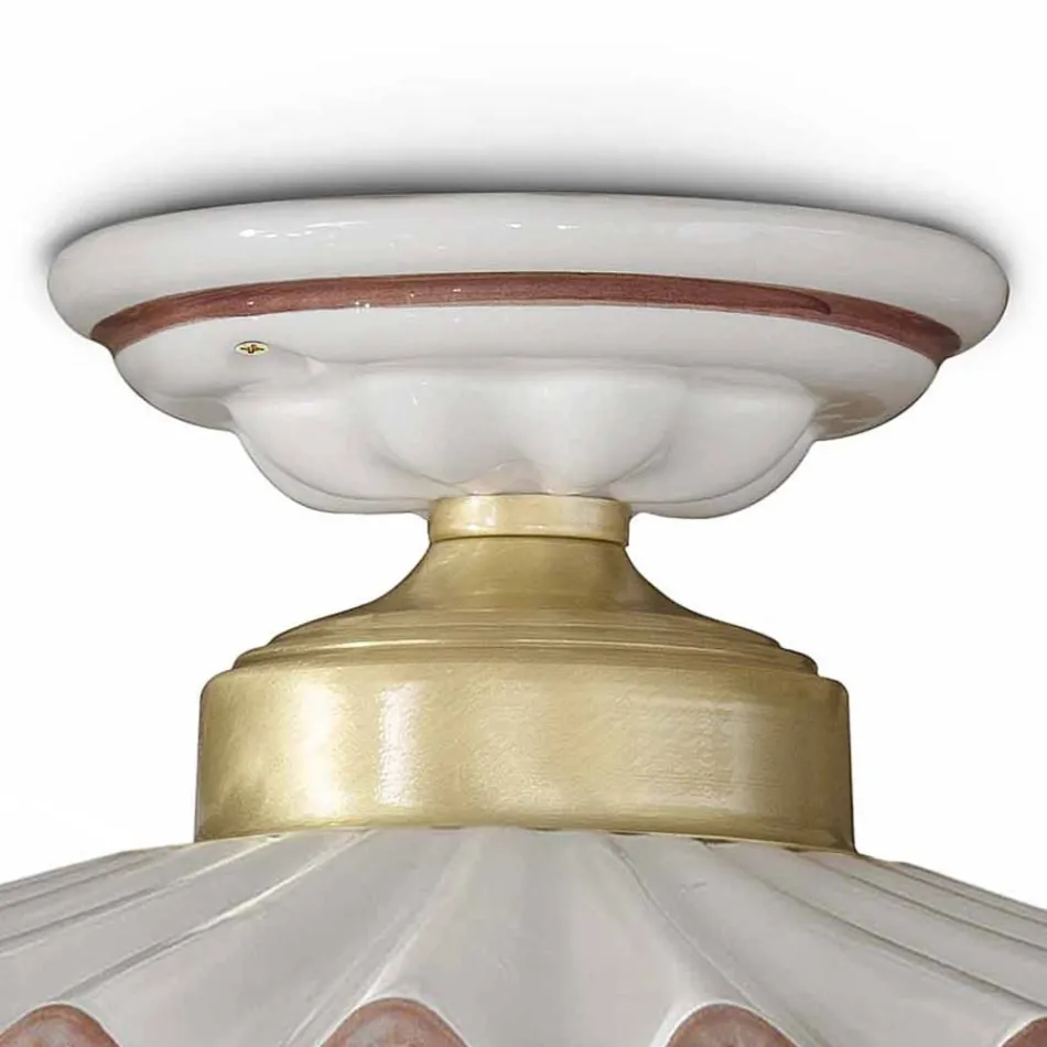 Skládaná lesklá keramická stropní lampa a ručně malovaný okraj - Laquila Viadurini