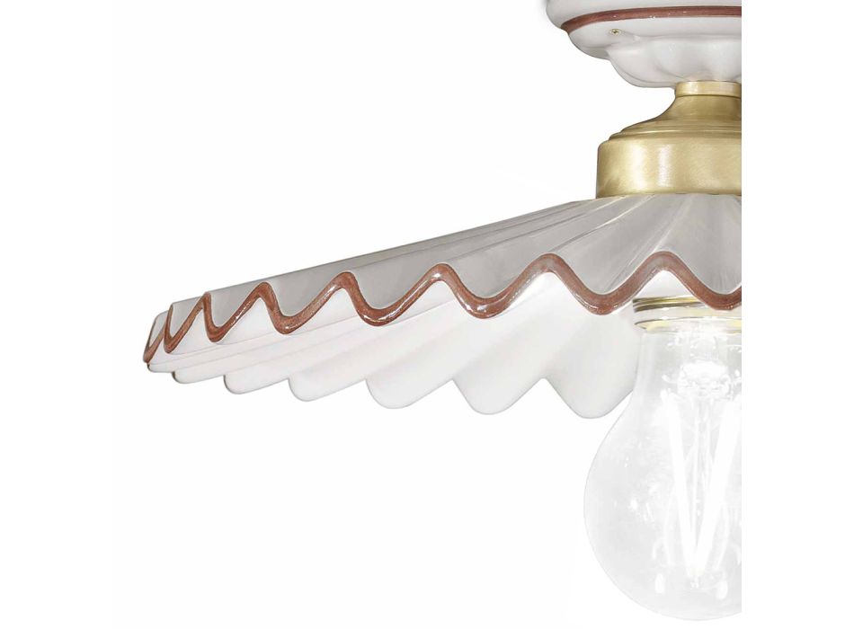 Skládaná lesklá keramická stropní lampa a ručně malovaný okraj - Laquila Viadurini