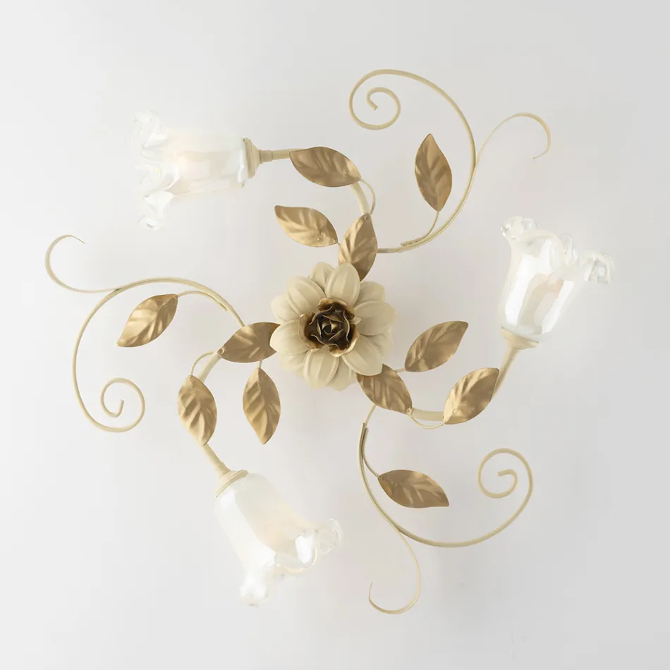 Stropní svítidlo z lakované železné slonoviny vyrobené v Itálii pro interiérové dekorace - Marrákeš Viadurini