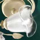 Stropní svítidlo ze železa, pískovaného skla a růže z keramické dekorace - Siena Viadurini