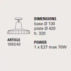 Stropní svítidlo v toskánské majolice a mosazi, 42 cm, Rossi - Toscot Viadurini