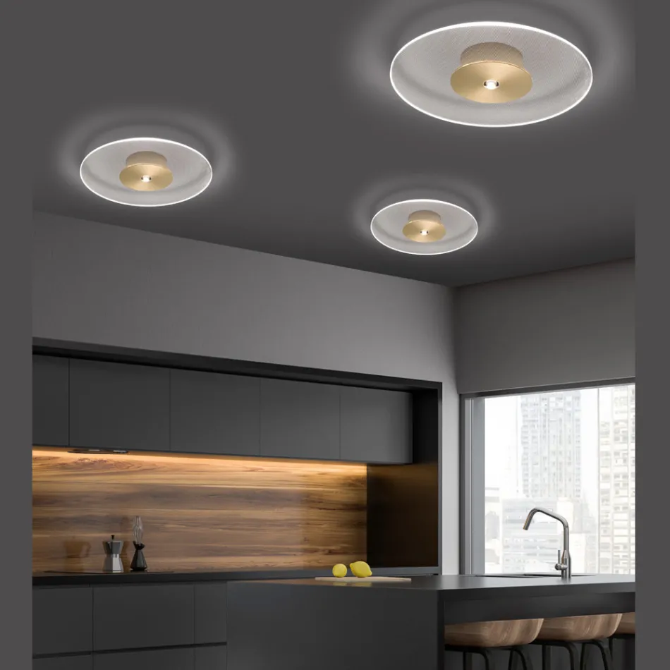 Kovové stropní svítidlo s difuzorem z plexiskla s mikrotečkami - Nora Viadurini