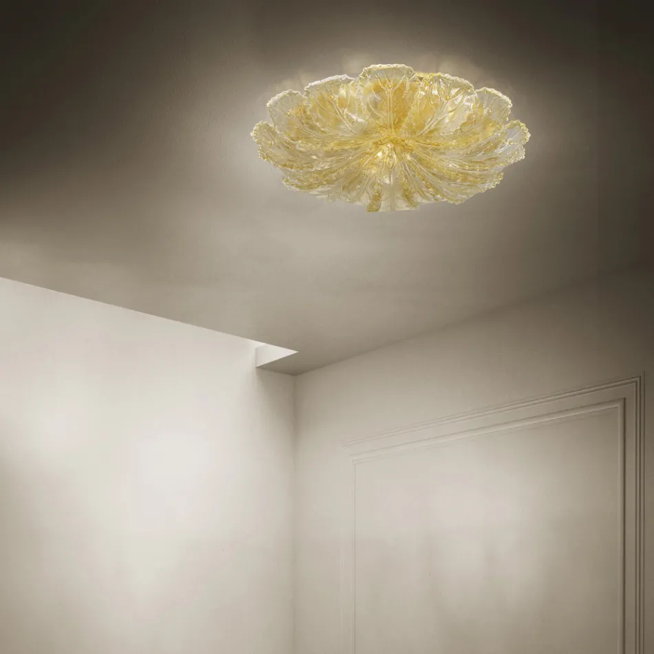 Stropní svítidlo z benátského skla a bílého kovu Made in Italy - Artemide Viadurini