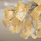 Stropní lampa z benátského skla a kovu, ručně vyráběná v Itálii - Diamonique Viadurini