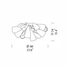 Stropní lampa z benátského skla a kovu, ručně vyráběná v Itálii - Diamonique Viadurini