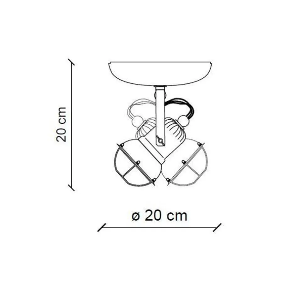 Průmyslová stropní lampa 2 bodová svítidla ze železa a ručně vyráběné keramiky - Loft Viadurini