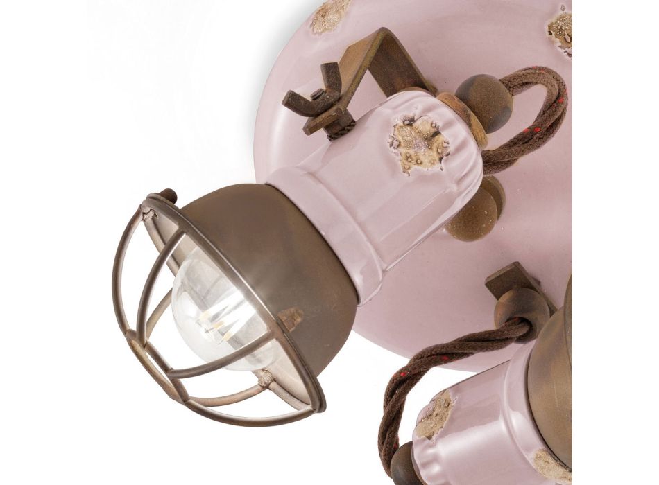 Průmyslová stropní lampa 2 bodová svítidla ze železa a ručně vyráběné keramiky - Loft Viadurini