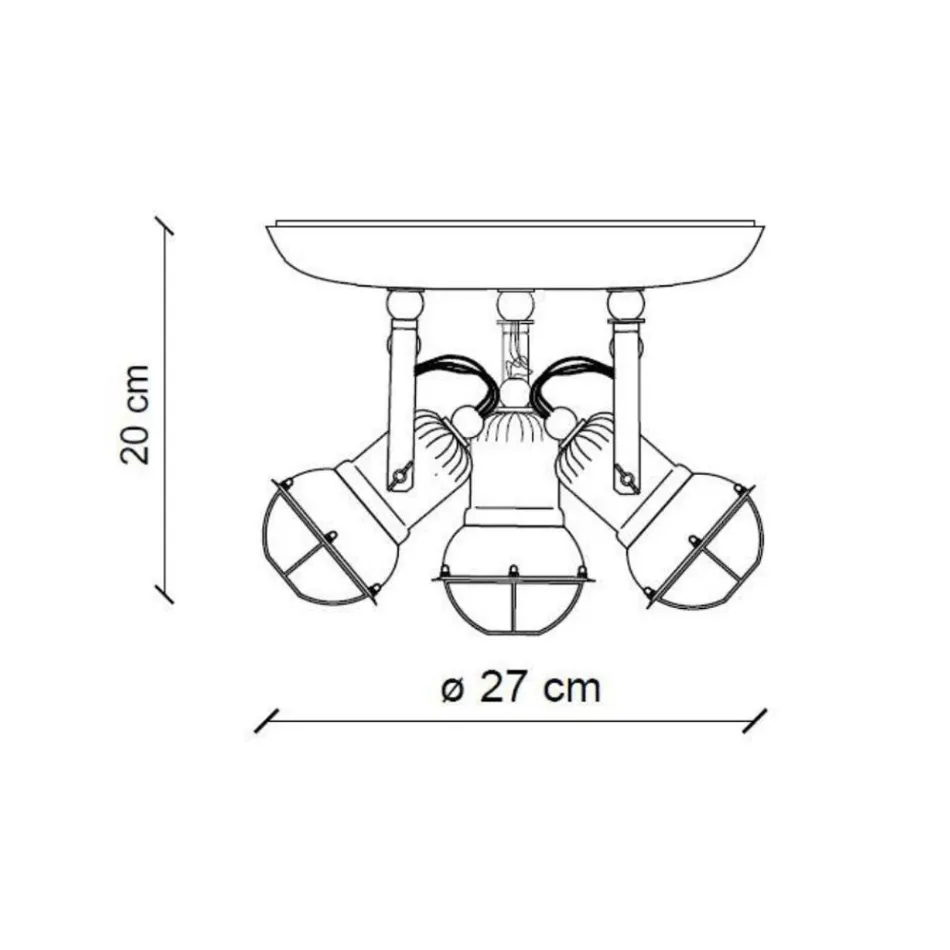 Průmyslové stropní svítidlo 3 bodová svítidla ze železa a ručně vyráběné keramiky - loft Viadurini