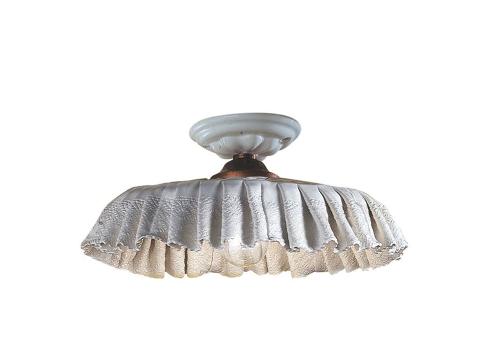 Ručně vyráběné keramické stropní svítidlo s látkovým a kovovým efektem - Modena Viadurini