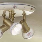 Kulaté stropní svítidlo 3 bodová svítidla z mosazi a ručně malované keramiky - Savona Viadurini