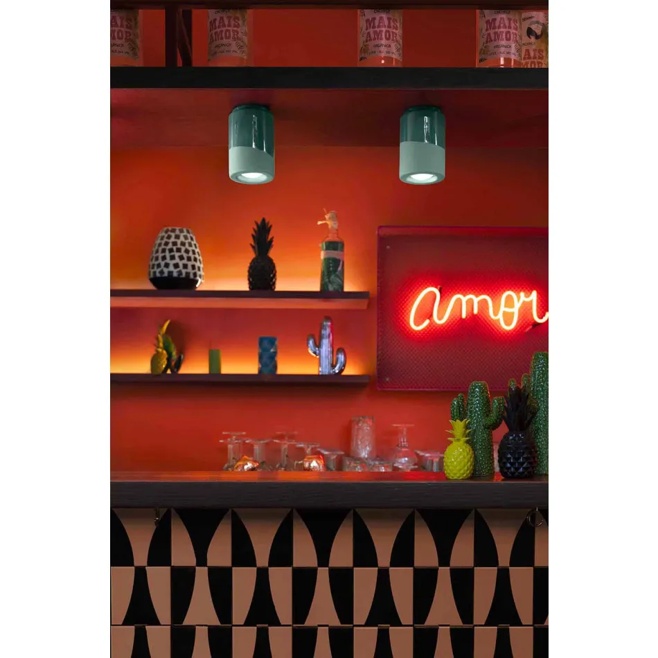 Vintage stropní lampa v keramice Vyrobeno v Itálii - Ferroluce Pi Viadurini