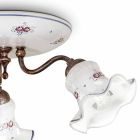 Vintage Artisan stropní lampa ze železa a ručně zdobené keramiky - Chieti Viadurini