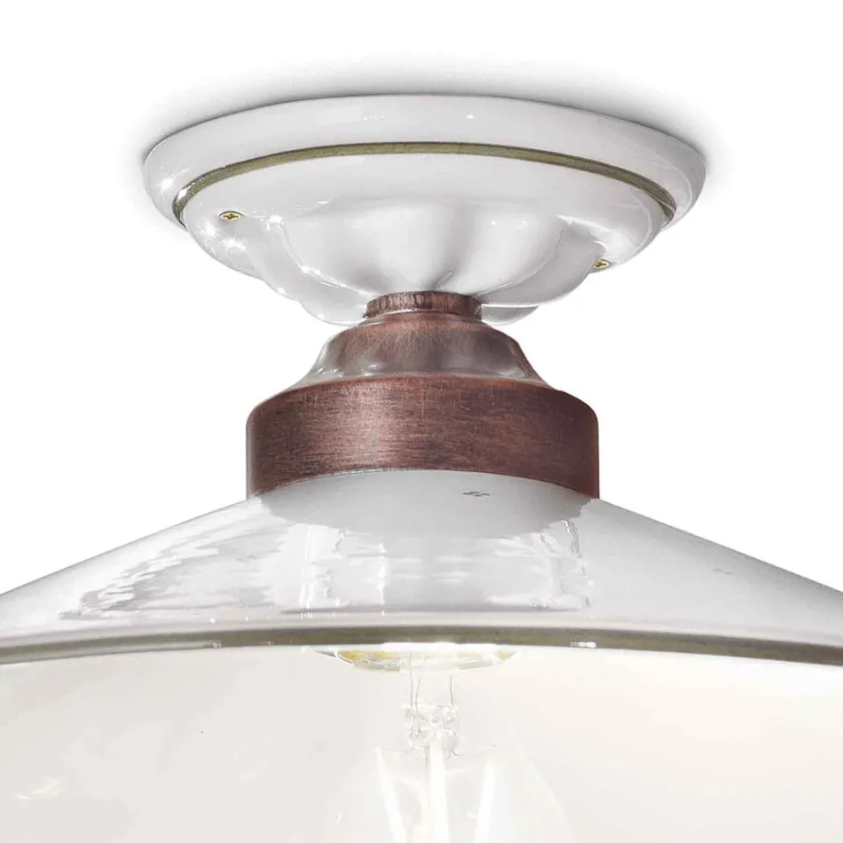 Vintage stropní lampa z keramiky a ručně vyrobeného železa ve 3 velikostech - Asti Viadurini