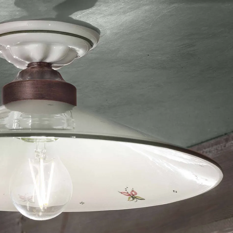 Vintage stropní lampa z keramiky a ručně vyrobeného železa ve 3 velikostech - Asti Viadurini