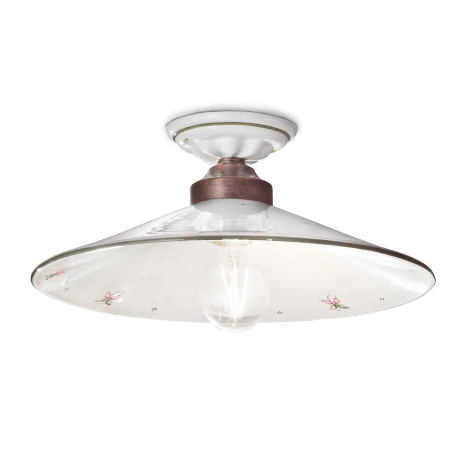 Vintage stropní lampa z keramiky a ručně vyrobeného železa ve 3 velikostech - Asti Viadurini