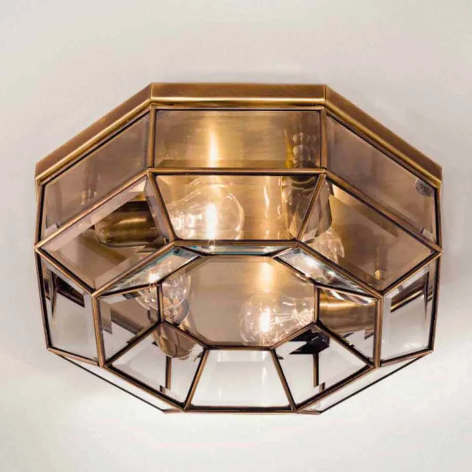 Vintage stropní lampa v leštěné mosazi a skle 2 velikosti - vázaná Il Fanale Viadurini