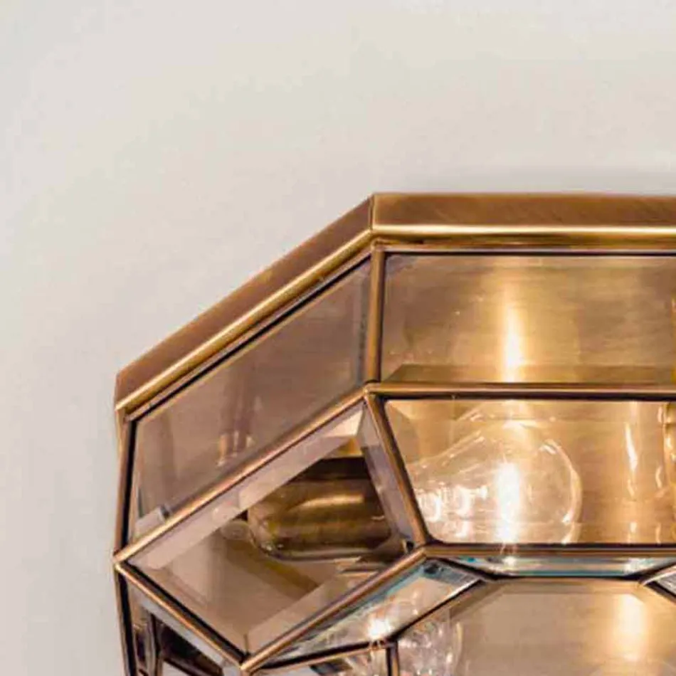 Vintage stropní lampa v leštěné mosazi a skle 2 velikosti - vázaná Il Fanale Viadurini