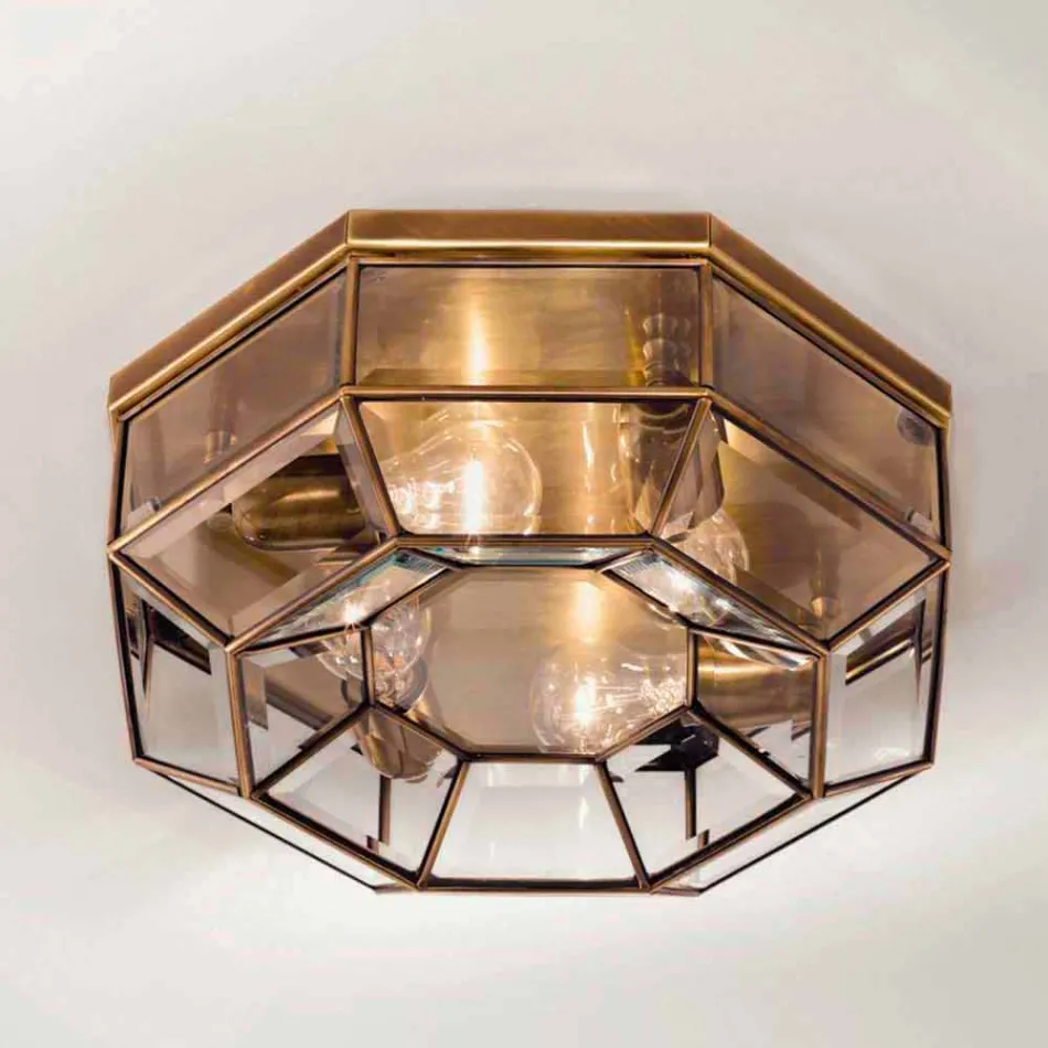 Vintage stropní lampa v leštěné mosazi a skle 2 velikosti - vázaná Il Fanale Viadurini