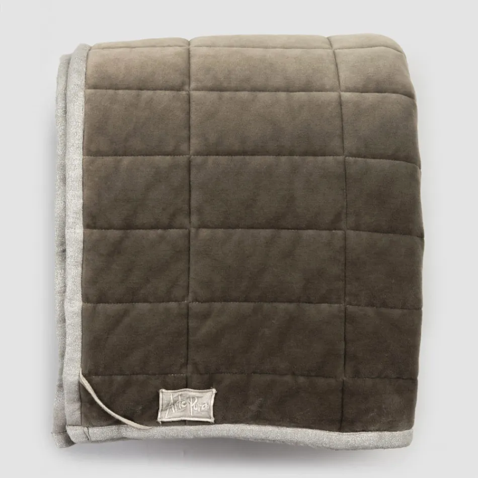 Pléd z bavlněného saténu a žinylky s lurexem, křídou nebo retro okrajem - Tortoro Viadurini