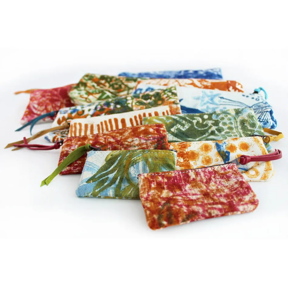 Umělecká ručně tištěná spojková taška, jedinečný kus z bavlny, 2 kusy - Viadurini od Marchi Viadurini