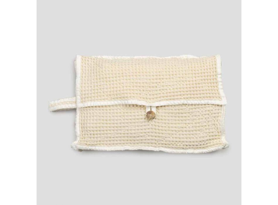 Přírodní bílá voštinová bavlněná spojková taška s knoflíkem Matky perly - Anteha Viadurini