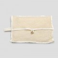 Přírodní bílá voštinová bavlněná spojková taška s knoflíkem Matky perly - Anteha