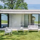 Venkovní houpací křeslo z masivního dřeva a tkaniny - inteligentní od společnosti Varaschin Viadurini