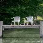 Venkovní houpací křeslo z masivního dřeva a tkaniny - inteligentní od společnosti Varaschin Viadurini