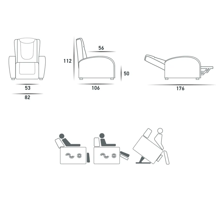 2 motorové zvedací křeslo s masáží shiatsu vyrobené v Itálii Bria Viadurini