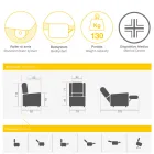 Látkové křeslo s funkcí zvednutí, relaxace a postele - Romina Viadurini