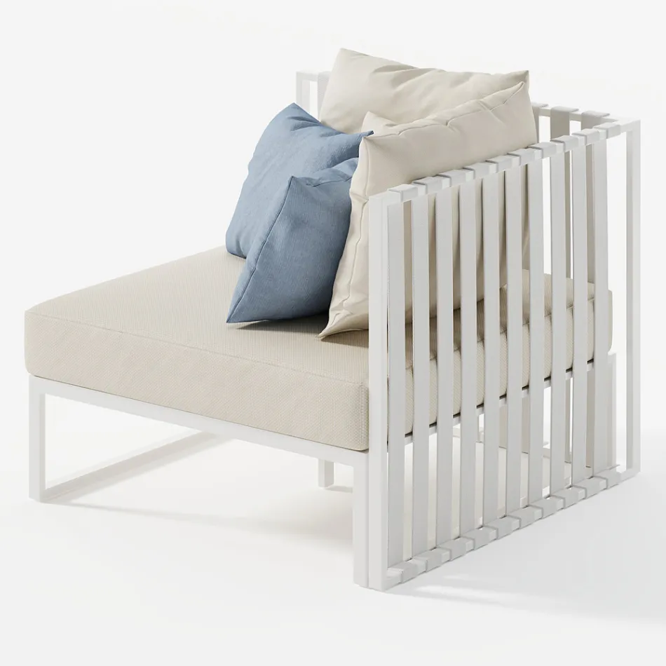 Pravé rohové venkovní křeslo z hliníku a popruhů Made in Italy - Juliediv Viadurini