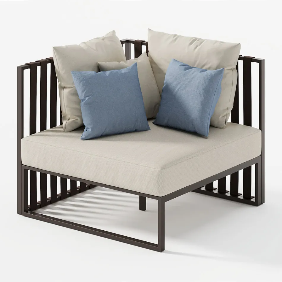 Pravé rohové venkovní křeslo z hliníku a popruhů Made in Italy - Juliediv Viadurini