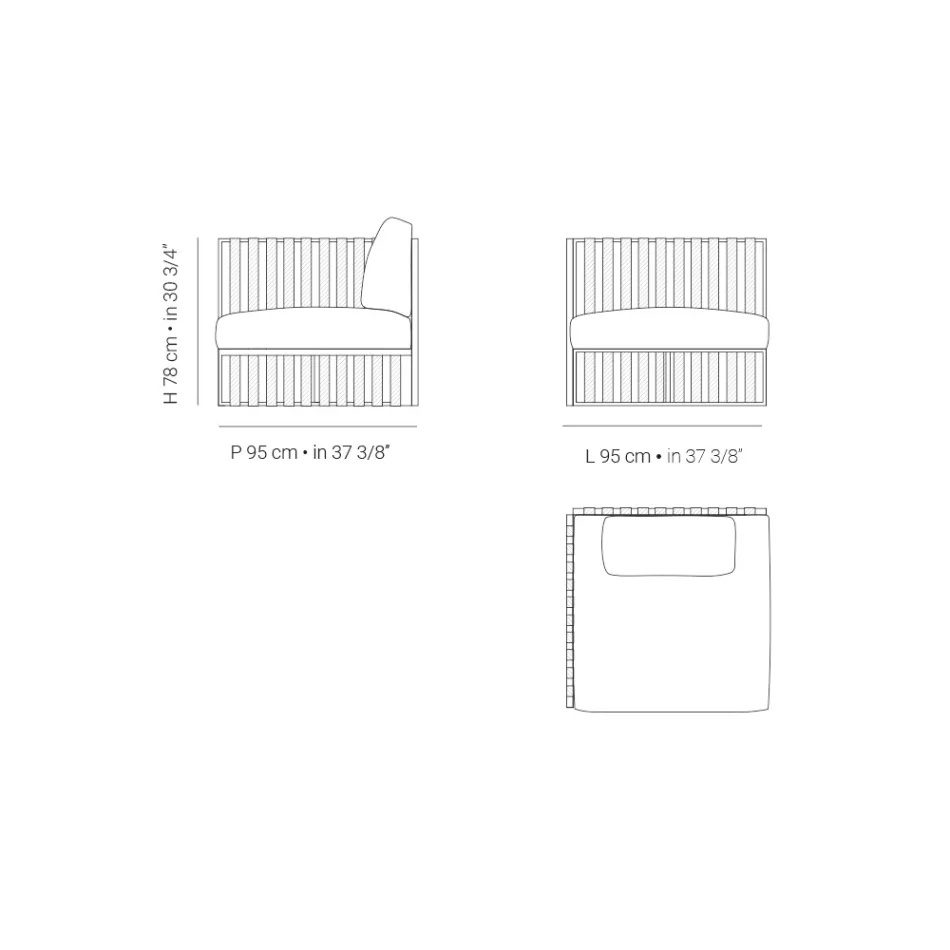Pravé rohové venkovní křeslo z hliníku a popruhů Made in Italy - Juliediv Viadurini