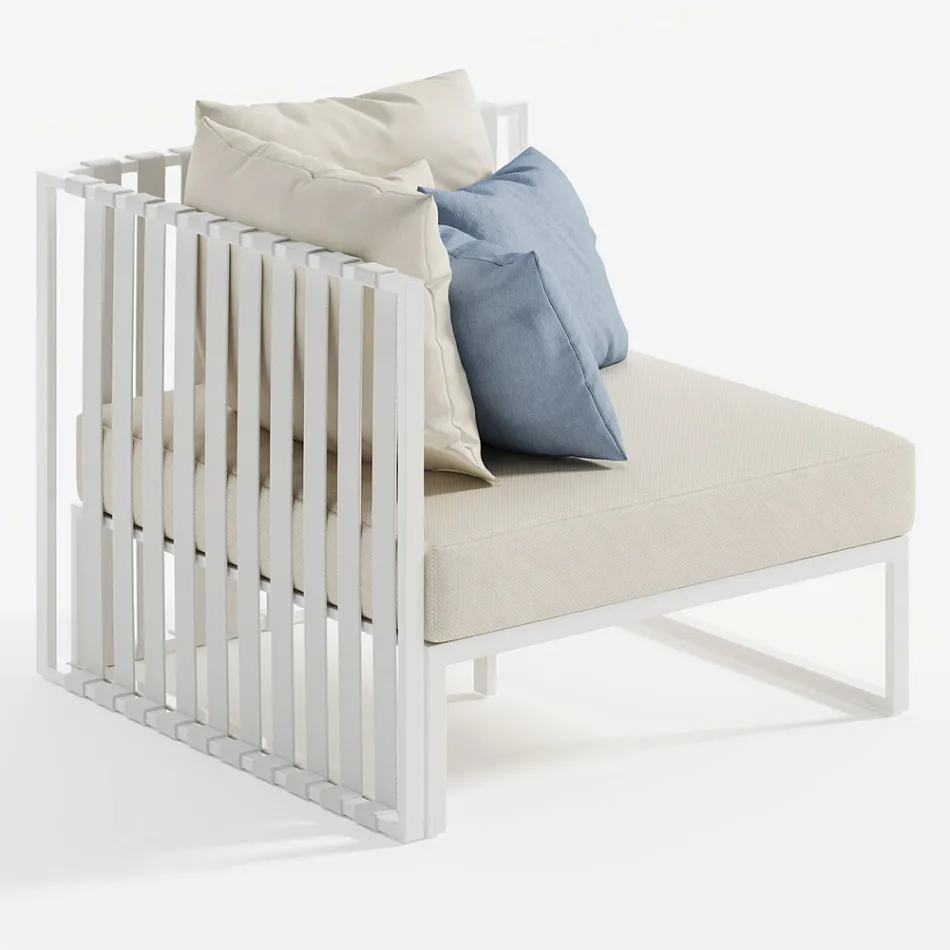 Levé rohové venkovní křeslo z hliníku a popruhů Made in Italy - Juliediv Viadurini