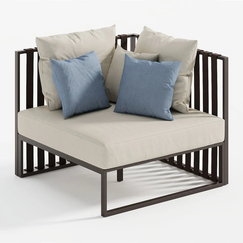 Levé rohové venkovní křeslo z hliníku a popruhů Made in Italy - Juliediv Viadurini