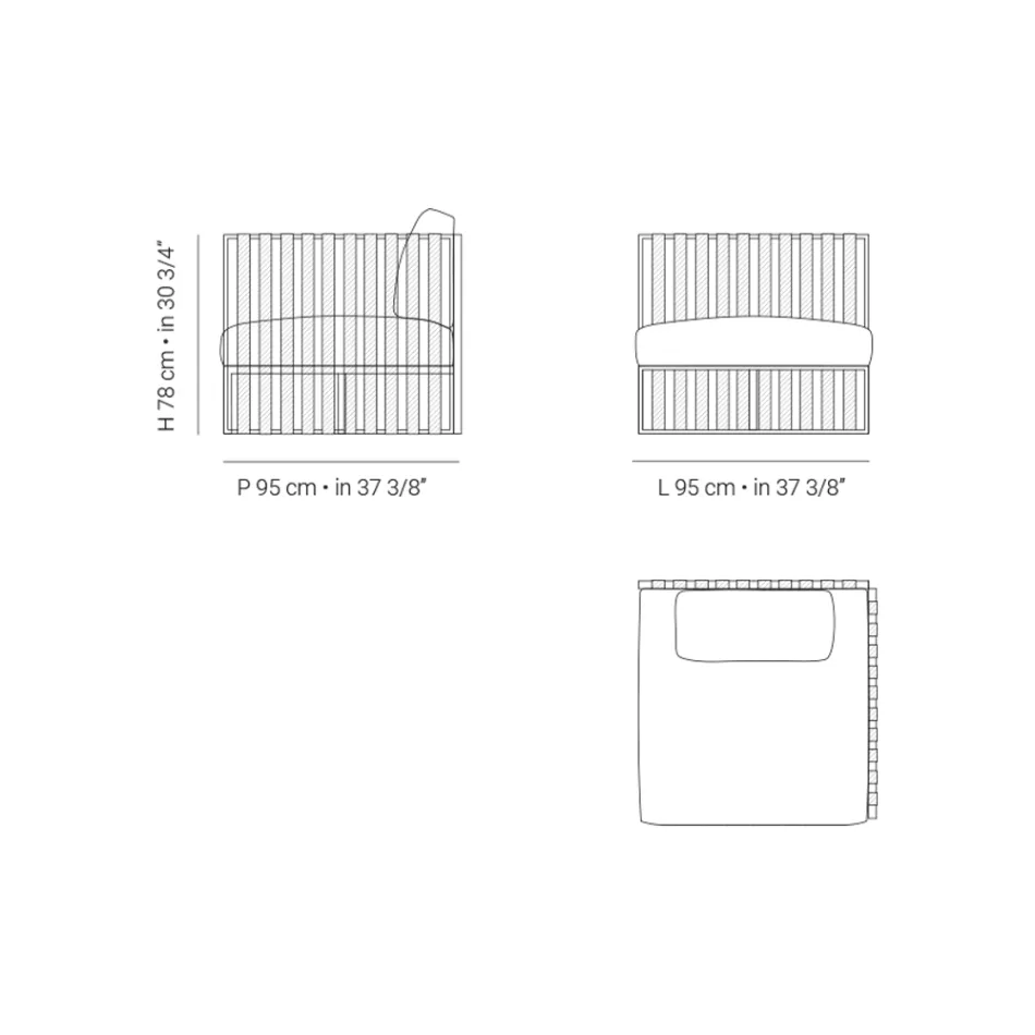 Levé rohové venkovní křeslo z hliníku a popruhů Made in Italy - Juliediv Viadurini