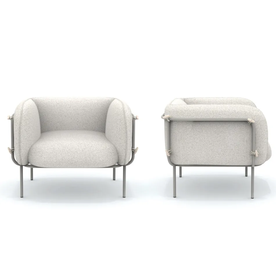 Nízké venkovní křeslo s polstrovaným sedákem Made in Italy - květináč Viadurini