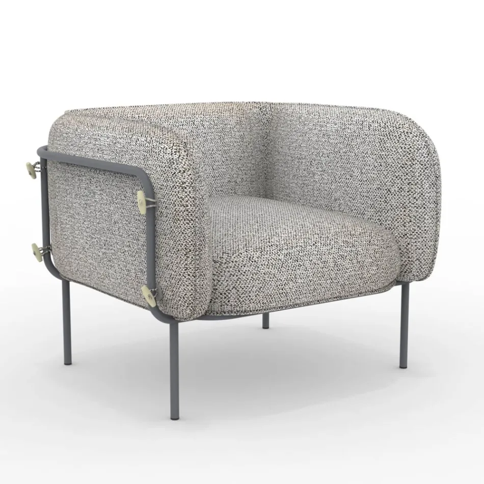 Nízké venkovní křeslo s polstrovaným sedákem Made in Italy - květináč Viadurini