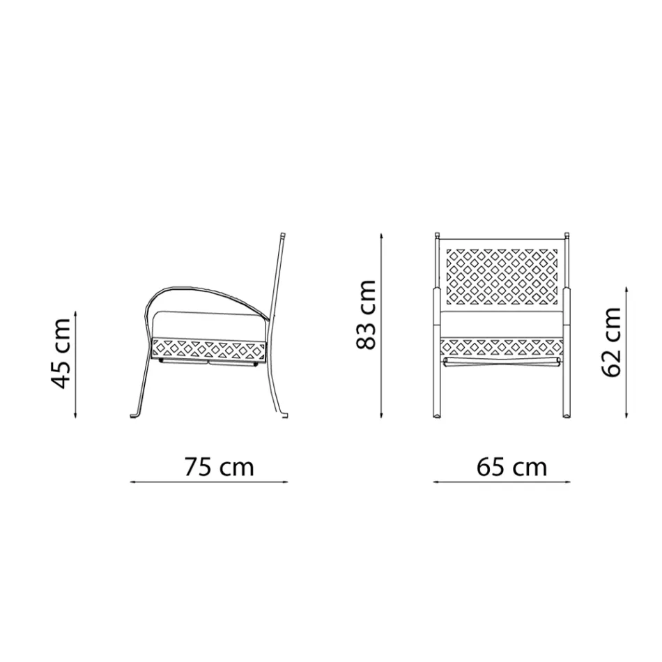Nízké zahradní křeslo z pozinkované oceli s područkami Made in Italy - Selvaggia Viadurini