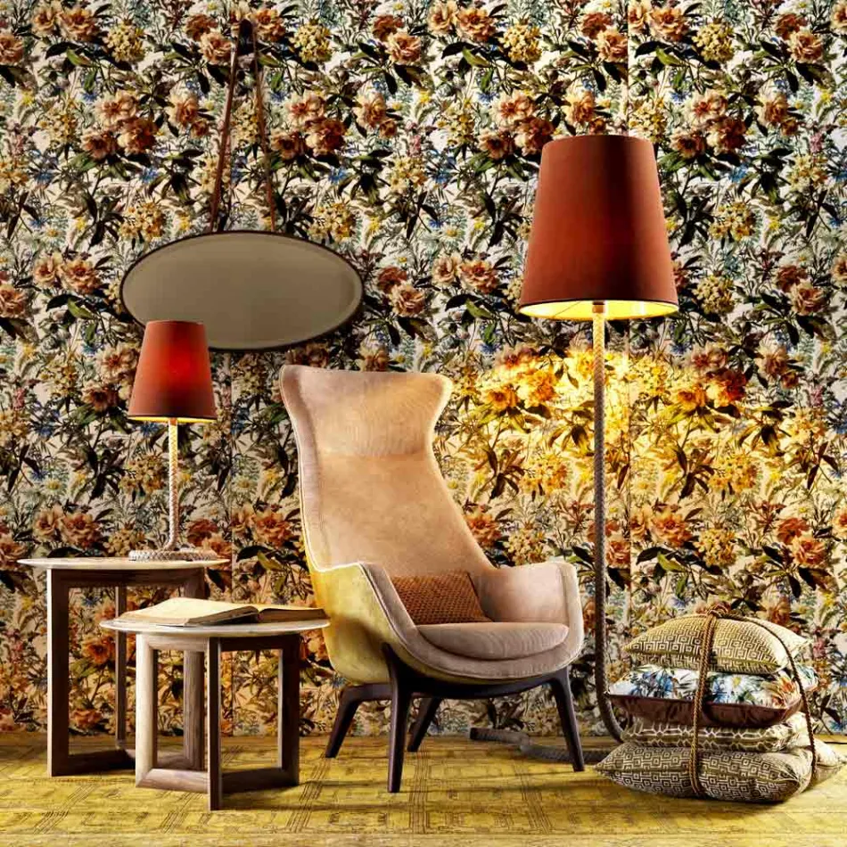 Křeslo Bergére v designové tkanině Grilli Wilde vyrobené v Itálii Viadurini