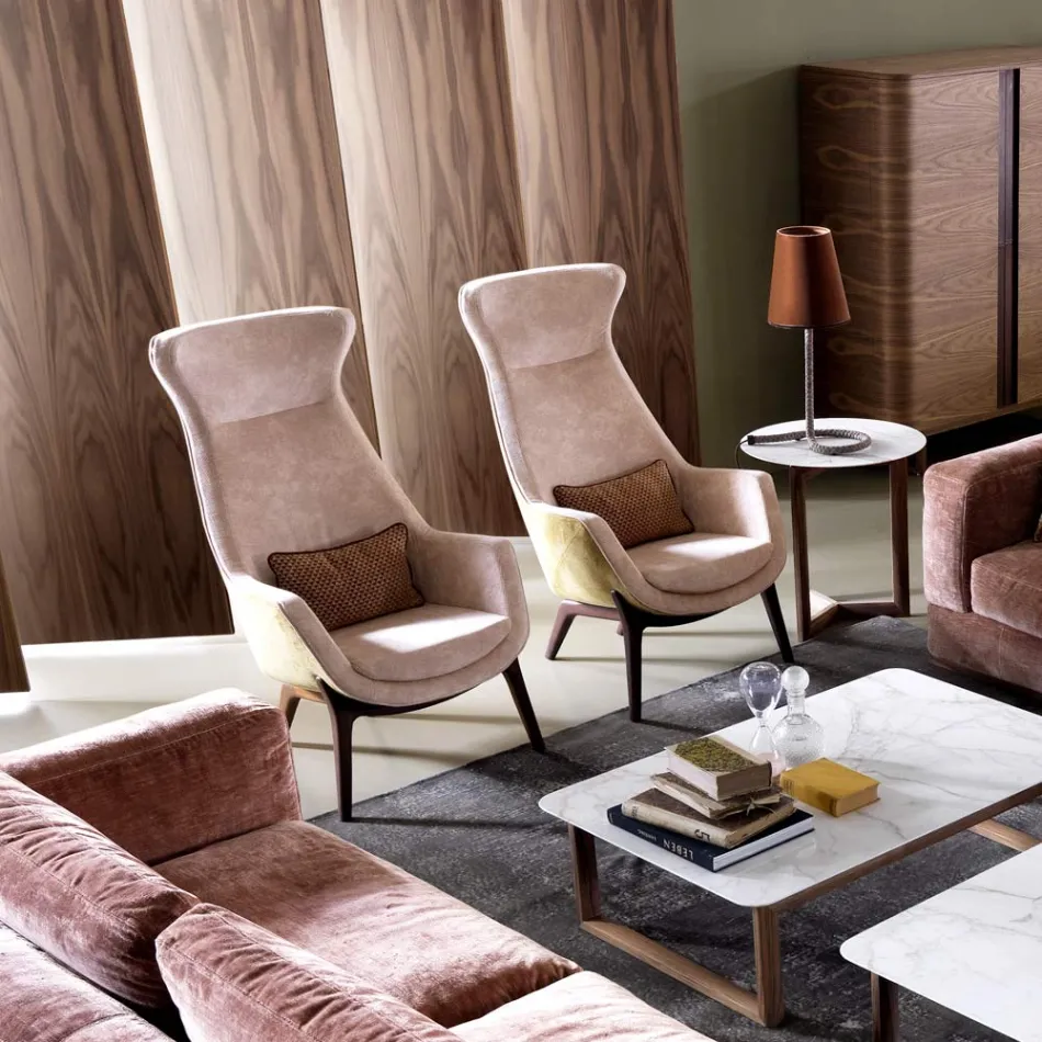 Křeslo Bergére v designové tkanině Grilli Wilde vyrobené v Itálii Viadurini