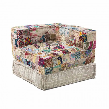 Chaise Longue Křeslo etnického designu v Patchwork Cotton, pro obývací pokoj - vlákno Viadurini