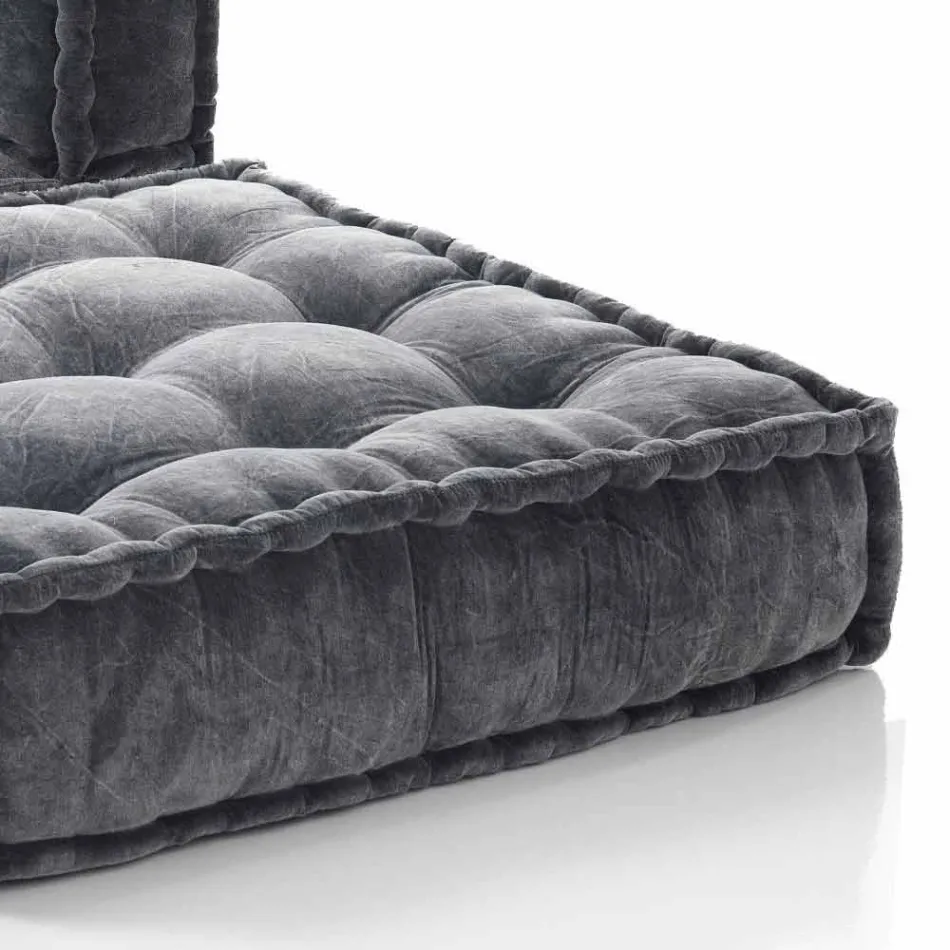 Ethnic Design Chaise Longue křeslo v šedé nebo modré sametové vlákně Viadurini