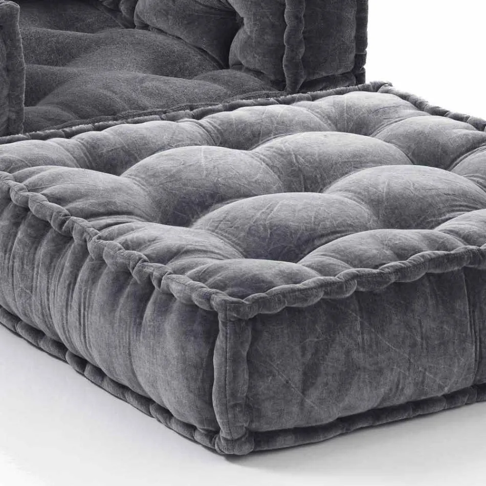 Ethnic Design Chaise Longue křeslo v šedé nebo modré sametové vlákně Viadurini