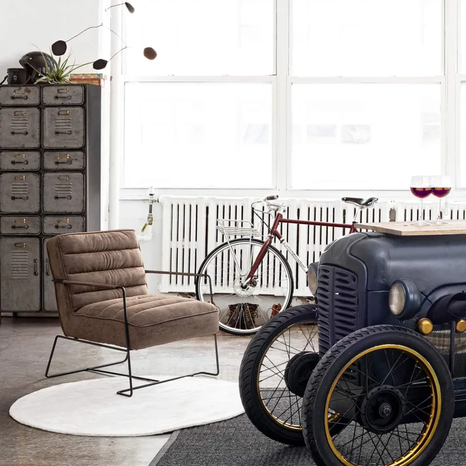 Klasické křeslo v provedení ocel a umělá kůže hnědé nebo černé - Kendy Viadurini