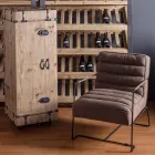 Klasické křeslo v provedení ocel a umělá kůže hnědé nebo černé - Kendy Viadurini