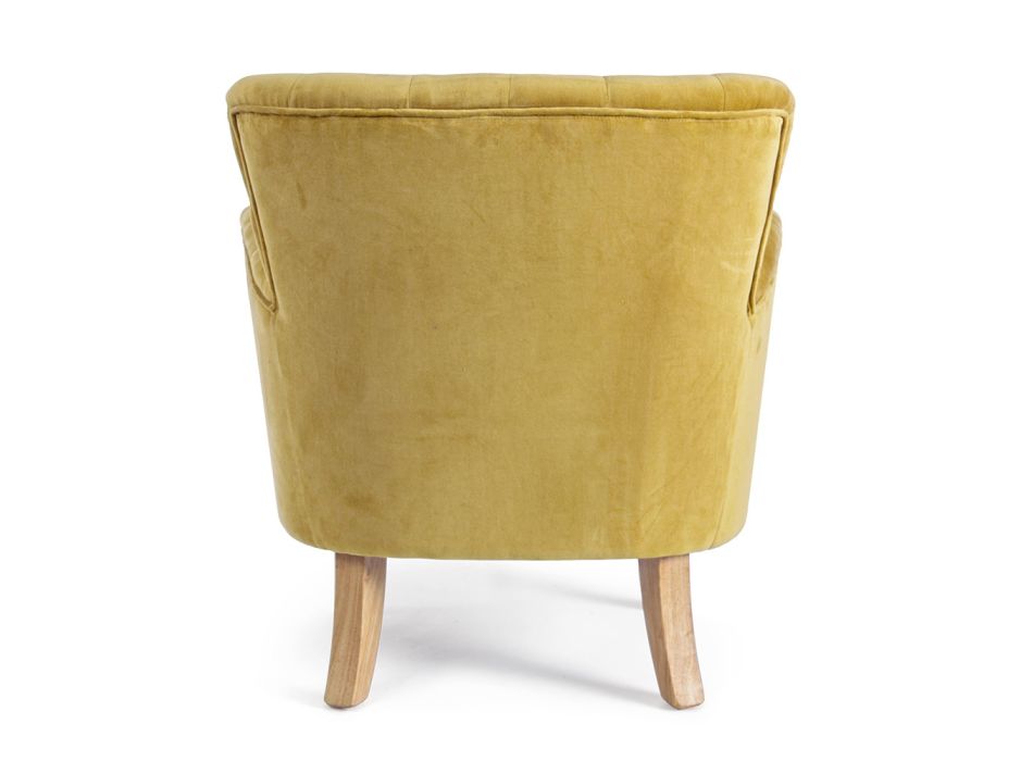 Klasické dřevěné křeslo a čalouněný sedák z prošívané bavlny - Monny Viadurini